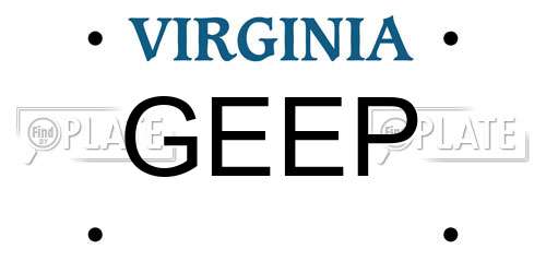 GEEP Virginia License Plate