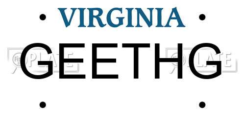 GEETHG Virginia License Plate