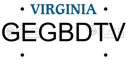 GEGBDTV Virginia License Plate