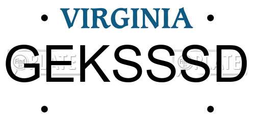 GEKSSSD Virginia License Plate