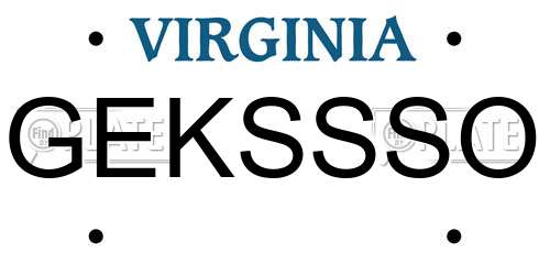 GEKSSSO Virginia License Plate