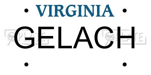 GELACH Virginia License Plate