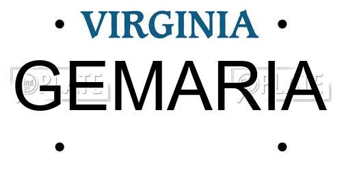 GEMARIA Virginia License Plate