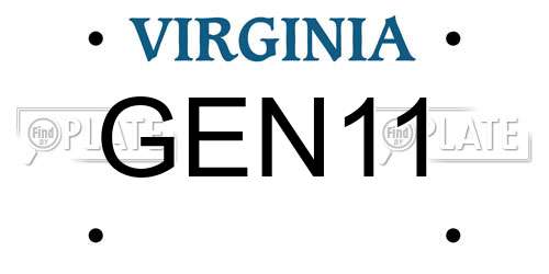 GEN11 Virginia License Plate