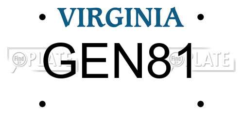 GEN81 Virginia License Plate