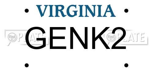 GENK2 Virginia License Plate