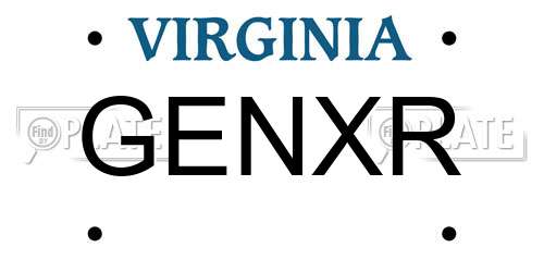 GENXR Virginia License Plate