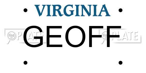 GEOFF Virginia License Plate