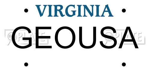 GEOUSA Virginia License Plate
