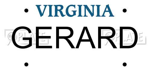 GERARD Virginia License Plate