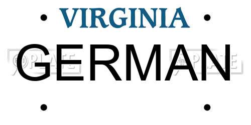 GERMAN Virginia License Plate
