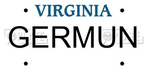 GERMUN Virginia License Plate