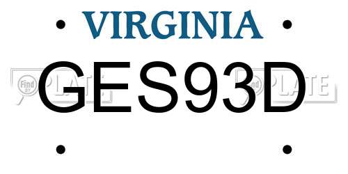 GES93D Virginia License Plate