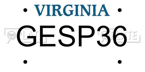GESP36 Virginia License Plate