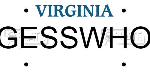 GESSWHO Virginia License Plate