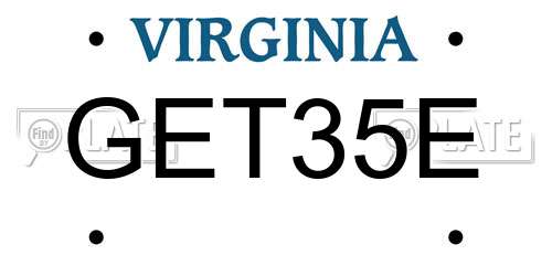 GET35E Virginia License Plate