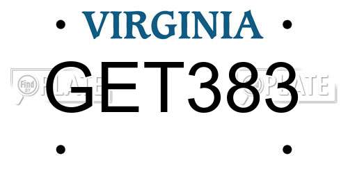 GET383 Virginia License Plate