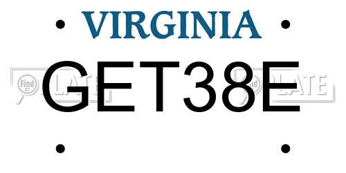 GET38E Virginia License Plate