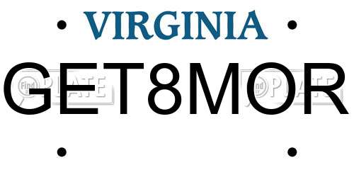 GET8MOR Virginia License Plate