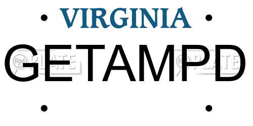 GETAMPD Virginia License Plate