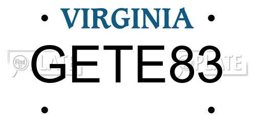 GETE83 Virginia License Plate