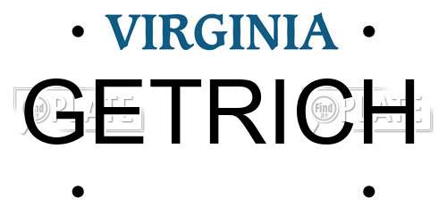 GETRICH Virginia License Plate