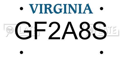 GF2A8S Virginia License Plate