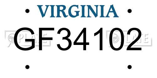 GF34102 Virginia License Plate