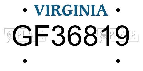GF36819 Virginia License Plate