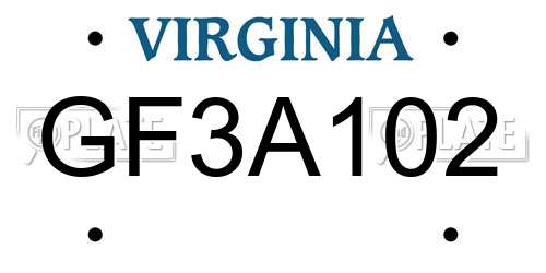 GF3A102 Virginia License Plate
