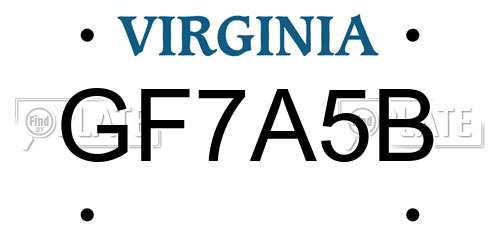 GF7A5B Virginia License Plate