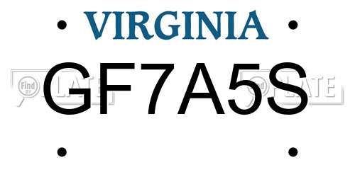 GF7A5S Virginia License Plate
