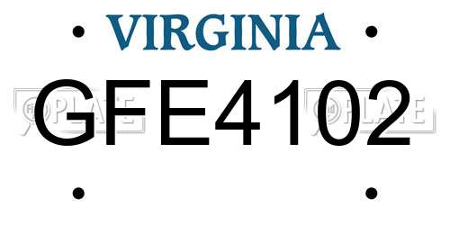 GFE4102 Virginia License Plate