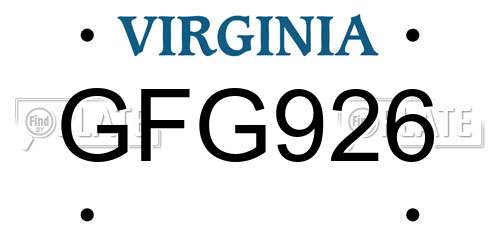 GFG926 Virginia License Plate