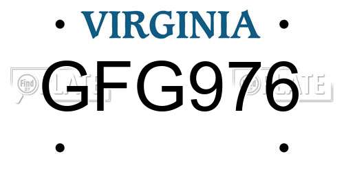 GFG976 Virginia License Plate