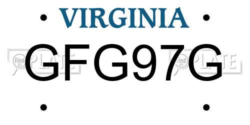 GFG97G Virginia License Plate