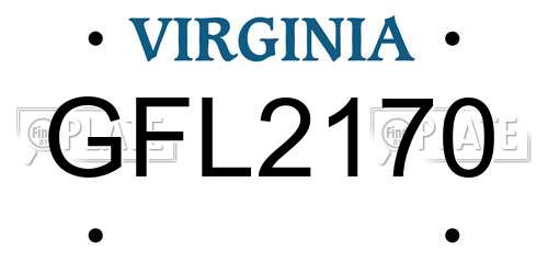 GFL2170 Virginia License Plate