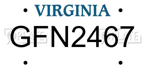 GFN2467 Virginia License Plate