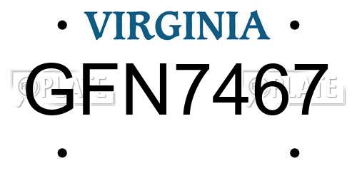 GFN7467 Virginia License Plate