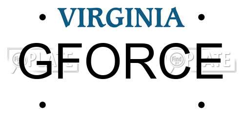 GFORCE Virginia License Plate