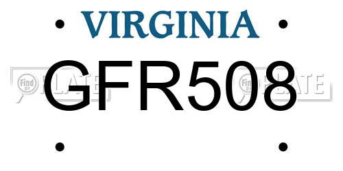GFR508 Virginia License Plate
