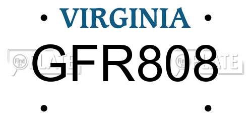 GFR808 Virginia License Plate