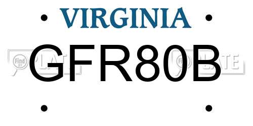 GFR80B Virginia License Plate