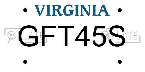 GFT45S Virginia License Plate