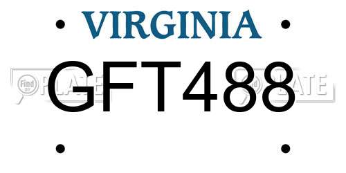 GFT488 Virginia License Plate