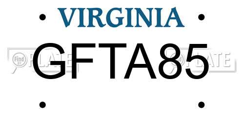 GFTA85 Virginia License Plate
