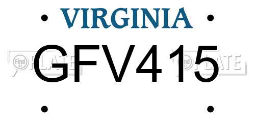 GFV415 Virginia License Plate