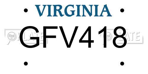 GFV418 Virginia License Plate