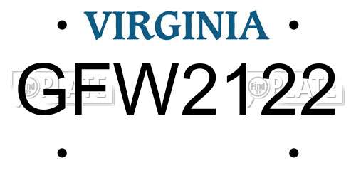 GFW2122 Virginia License Plate