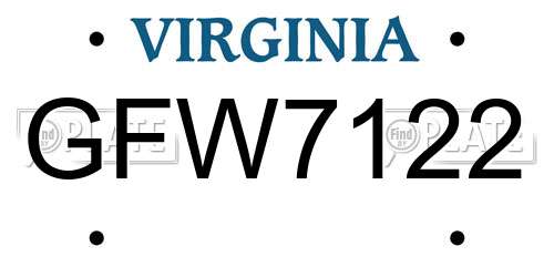 GFW7122 Virginia License Plate